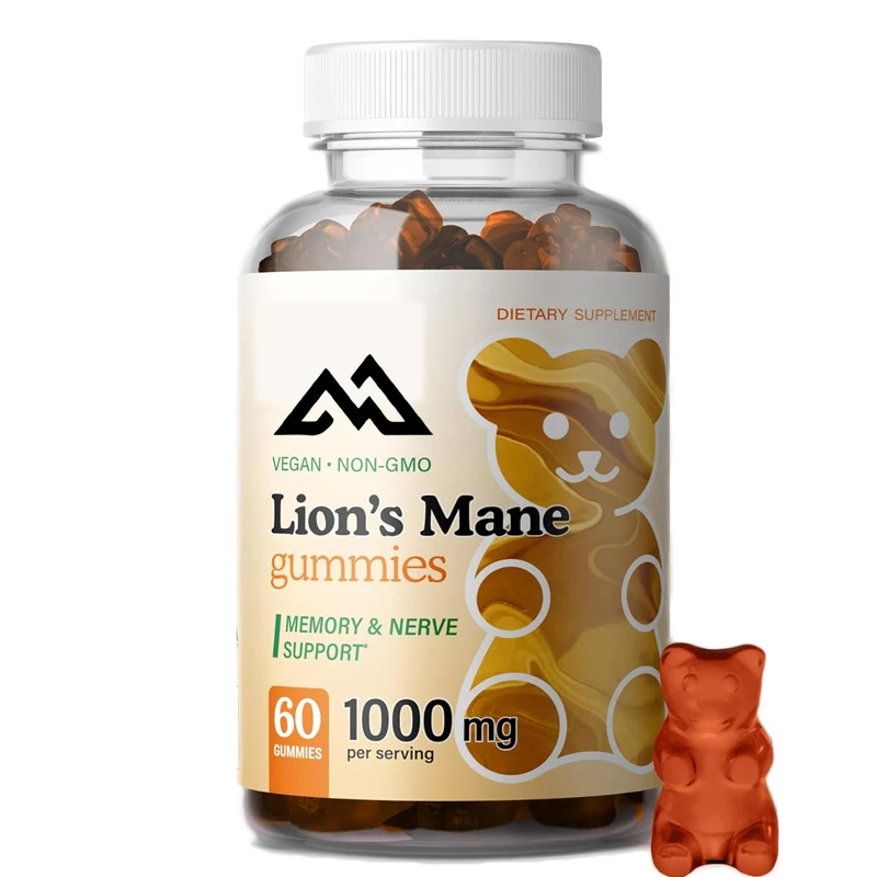 

Lion's Mane gummies - Natural, vegetarian mushroom supplement - can promote health, immune system, antioxidant support -60 pills