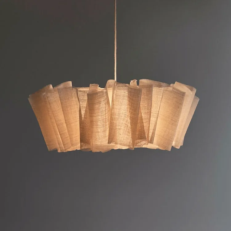 

Japanese Wabi-Sabi Fabric Pendant Lamp, Handwoven Retro Lamp for Dining Room