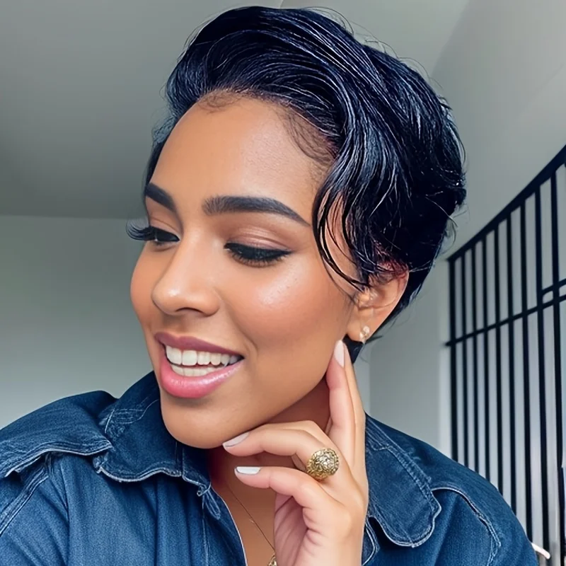 

Парики из натуральных волос с стрижкой пикси Оранжевый парик 13×1 Т-образный парик шнурка Имбирь Короткие парики из человеческих волос Парик из 6 дюймов Плотность 150%