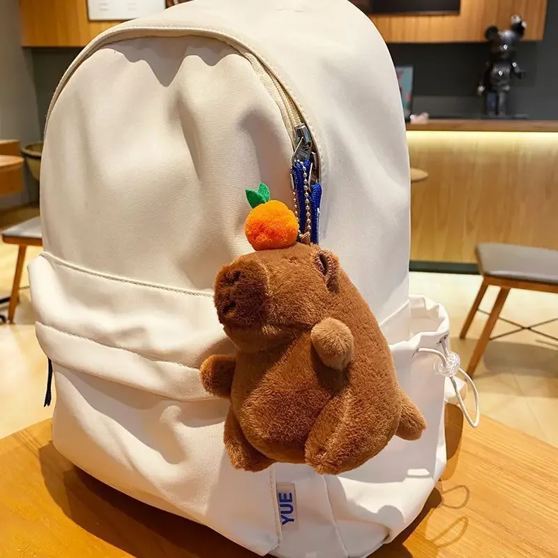 1/3/5/10PCS Pluche Persimmon Kwispelende Staart Capybara Sleutel Hanger Leuke Pluche Sleutelhanger Pluche pop Speelgoed Schooltas Hanger Gift Hanger