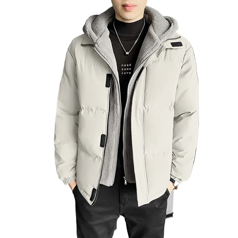 سترة قطنية عصرية جديدة للخريف والشتاء بغطاء للرأس مقاومة للبرودة، مريحة ودافئة مع قطيفة عالية الجودة للرجال #4