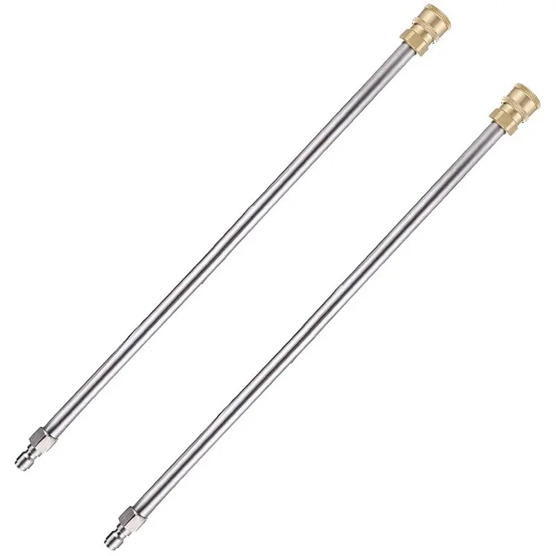 

2Pcs Auto Pressure Washer Extension Rod 16 Inch Stainless Steel 1/4 Inch Quick Connect Power Wash Nozzle Anticorrosion Durable