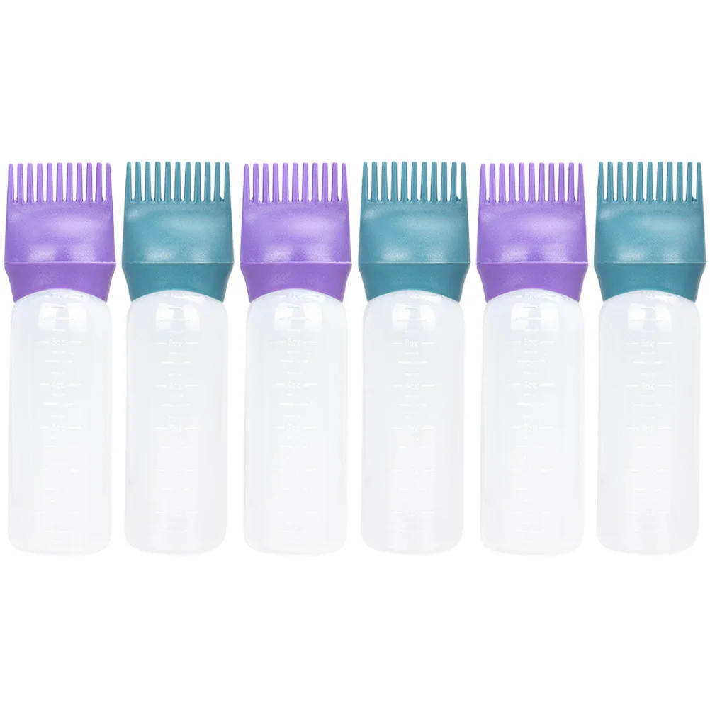 Bouteille de teinture pour cheveux, peigne, conception d'échelle, Portable, pratique pour toutes Occasions, salons de coiffure à domicile, bouteille applicateur d'huile capillaire, 6 pièces
