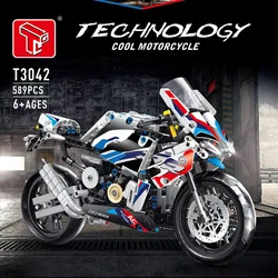 Taigao Le T3042 motorcycle moc 1000RR motorcycle 592pcs mechanical assembly building blocks children and boys toys