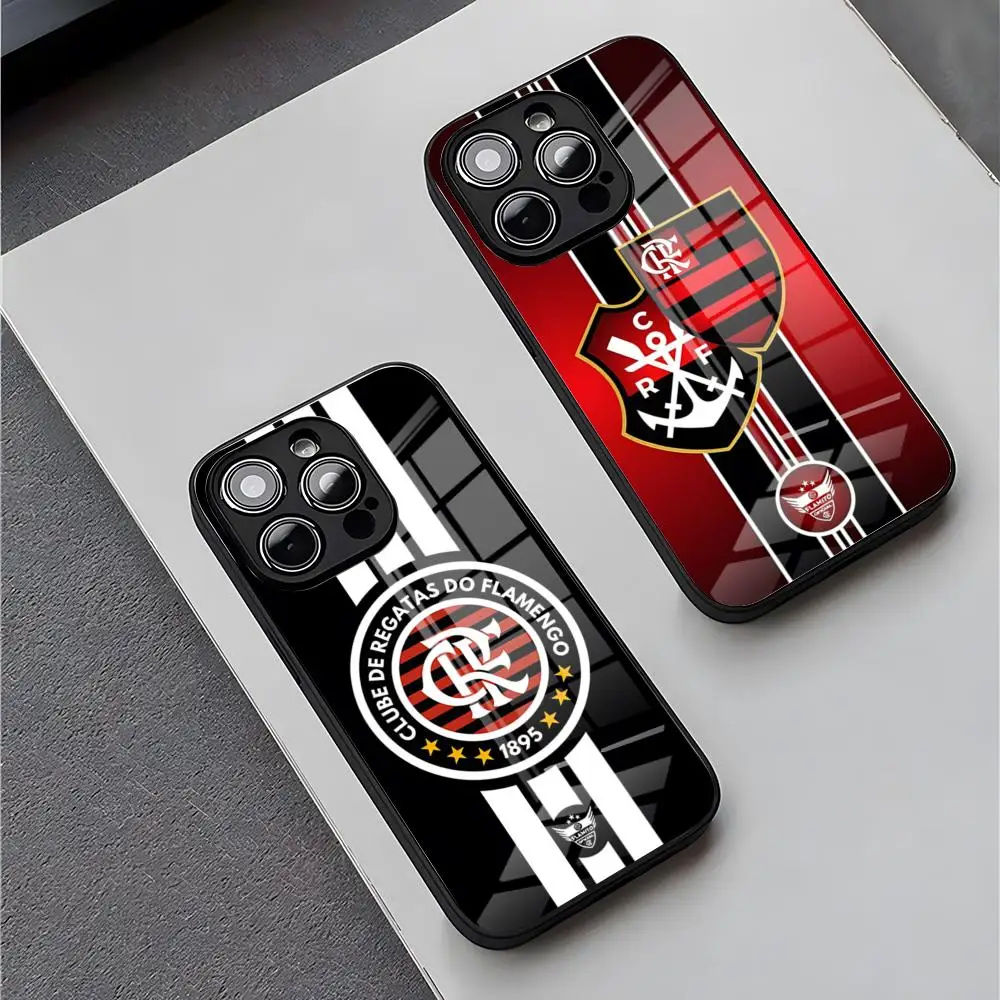 Capa de Vidro F-Flamengo Club para iPhone 17 15 Pro Max 13 12 16 Pro 11 14 Plus X XR XS 8 7 Plus SE