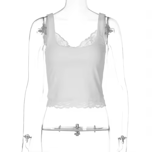 Tossy Black Lace Tank Top For Women V-Neck Backless Streetwear Spaghetti Patchwork Cropped Y2k Top Female Sexy Lace Vest 2026 - Image 7