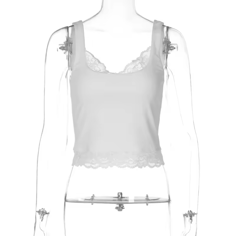 Tossy Black Lace Tank Top For Women V-Neck Backless Streetwear Spaghetti Patchwork Cropped Y2k Top Female Sexy Lace Vest 2026 - Image 7