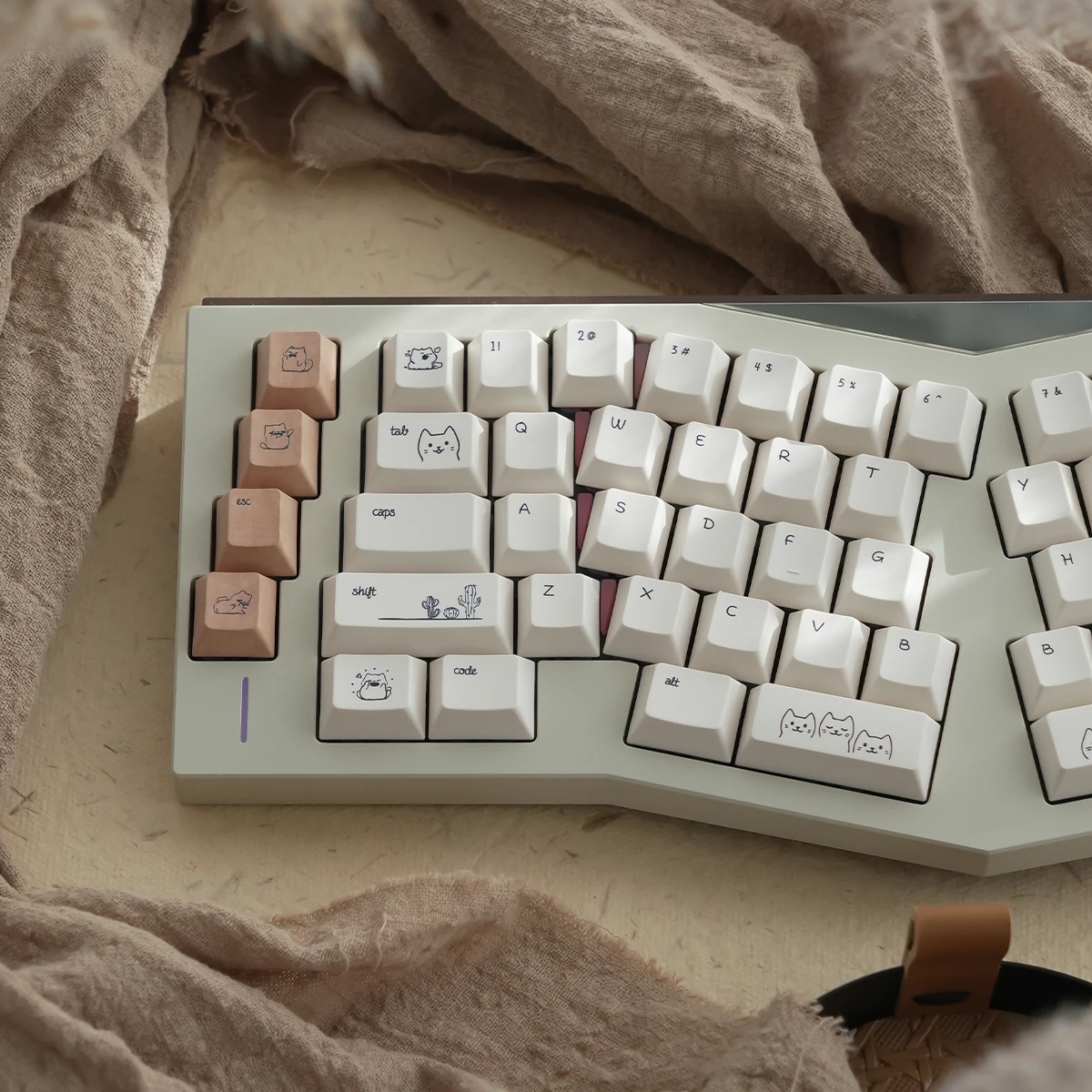 Sand Cat Tastenkappen, PBT-Tastenkappen, Kirschprofil, farbstoffsublimiertes Kätzchen, individuelle Tastaturkappe für MX-Switches, mechanische Tastatur