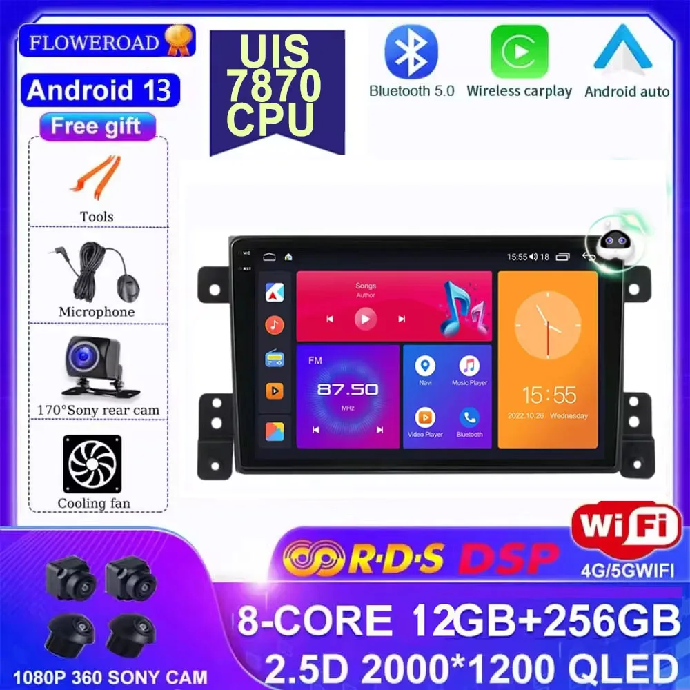 

Android 13 For Suzuki Grand Vitara 3 2005 - 2015 Car Radio Stereo Multimedia Player GPS Navigation Carplay Auto DSP BT WIFI 2DIN