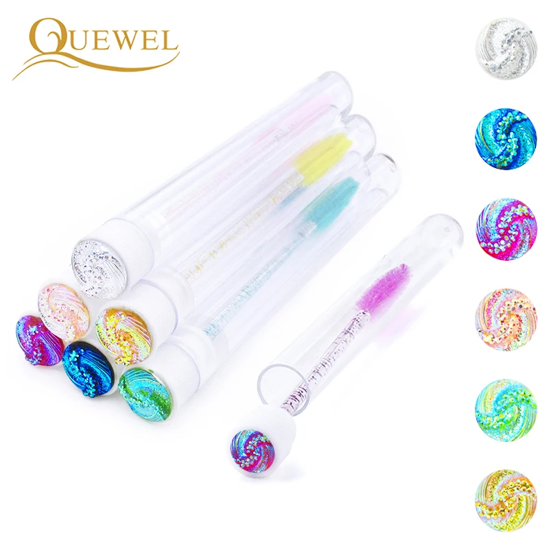 Quewel Crystals Reusable Eyelash Brush 1Pc Separate Tube Design Eyelashes Extension Eyebrow Brushes Applicator Sparkling Tool