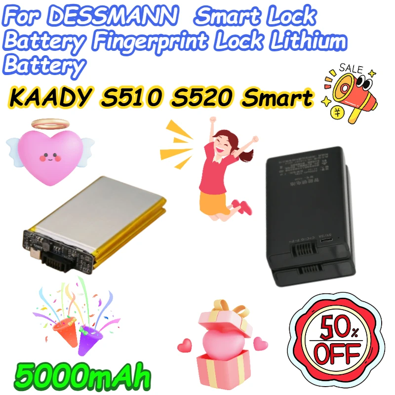 

5000mAh for DESSMANN and KAADY S510 S520 Smart Lock Battery Fingerprint Lock Lithium Battery