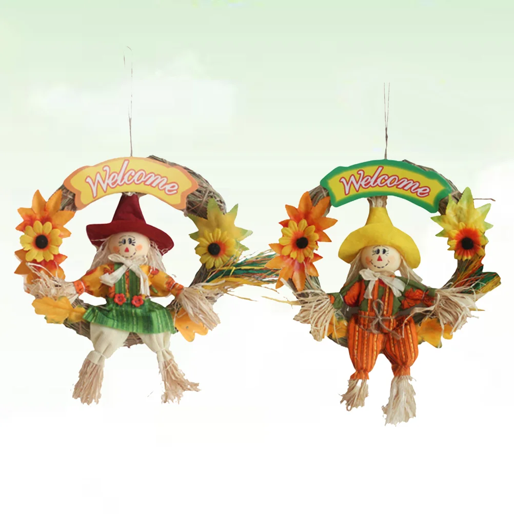 Guirnalda de 2 piezas para decoración de fiesta, adorno colgante para Halloween, Día de Acción de Gracias, espantapájaros
