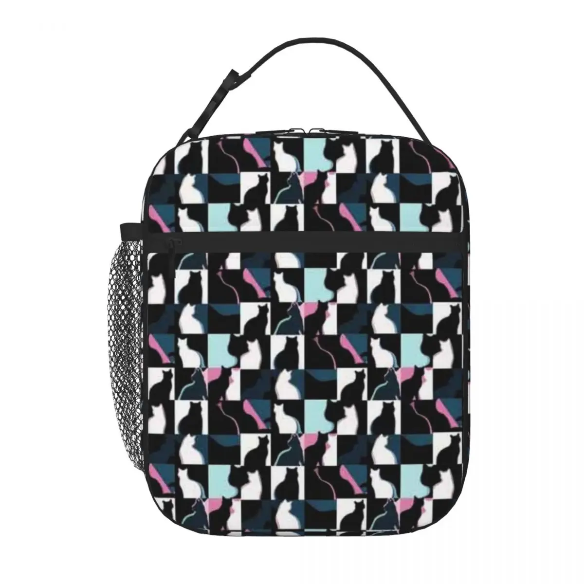 Bestselling Night Cats Nylon Texture Work Lunch Bag Workplace Meal Outdoor Lunch Bag