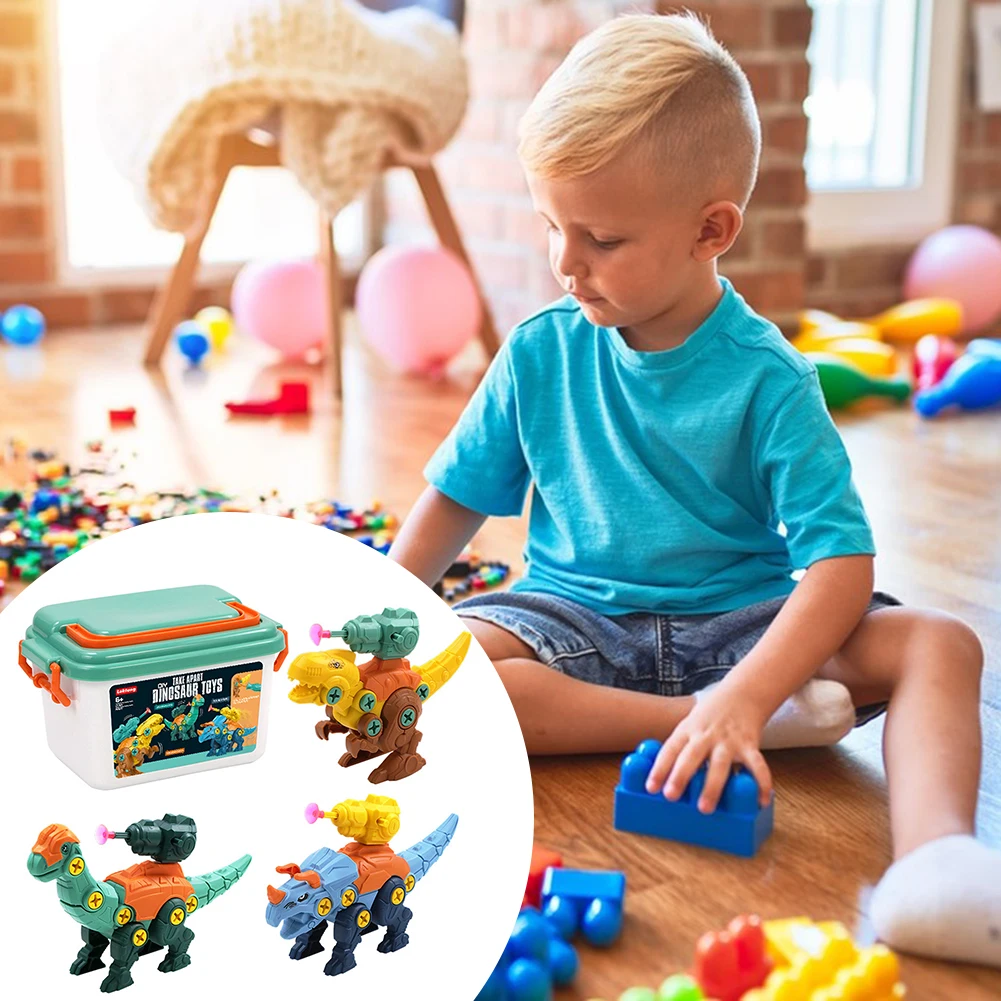 Zerlegen Sie Dinosaurier-Spielzeug mit Aufbewahrungsbox, pädagogisches Logik-Übungsspielzeug, Geschenk für Geburtstag, Weihnachten