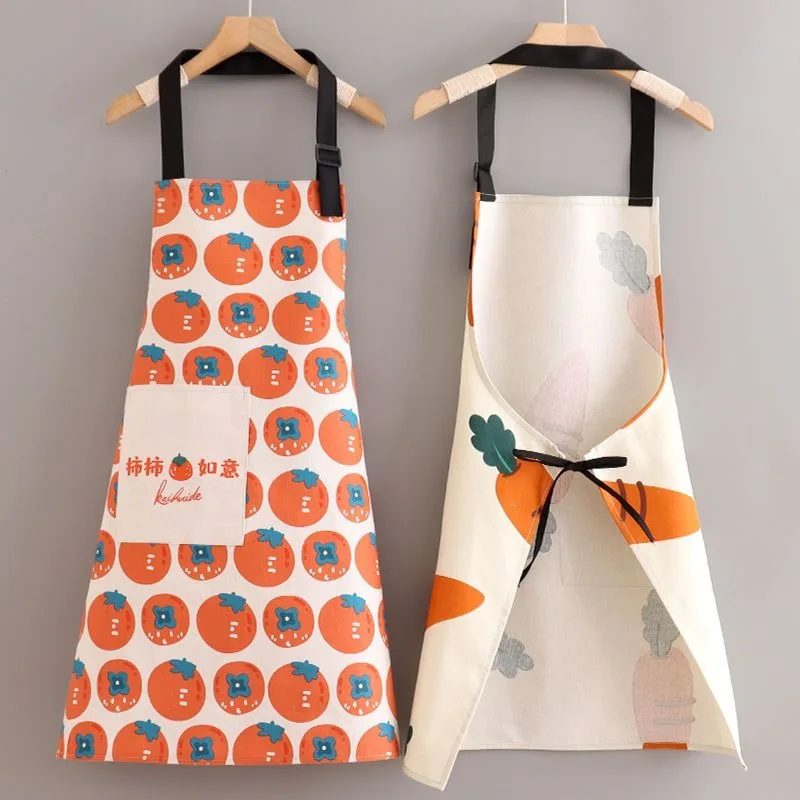 Unisex Sleeveless Apron Multicolor Oilproof Waterproof Kitchen Apron Cute Avocado Orange Persimmon Pattern Baking Cooking Apron