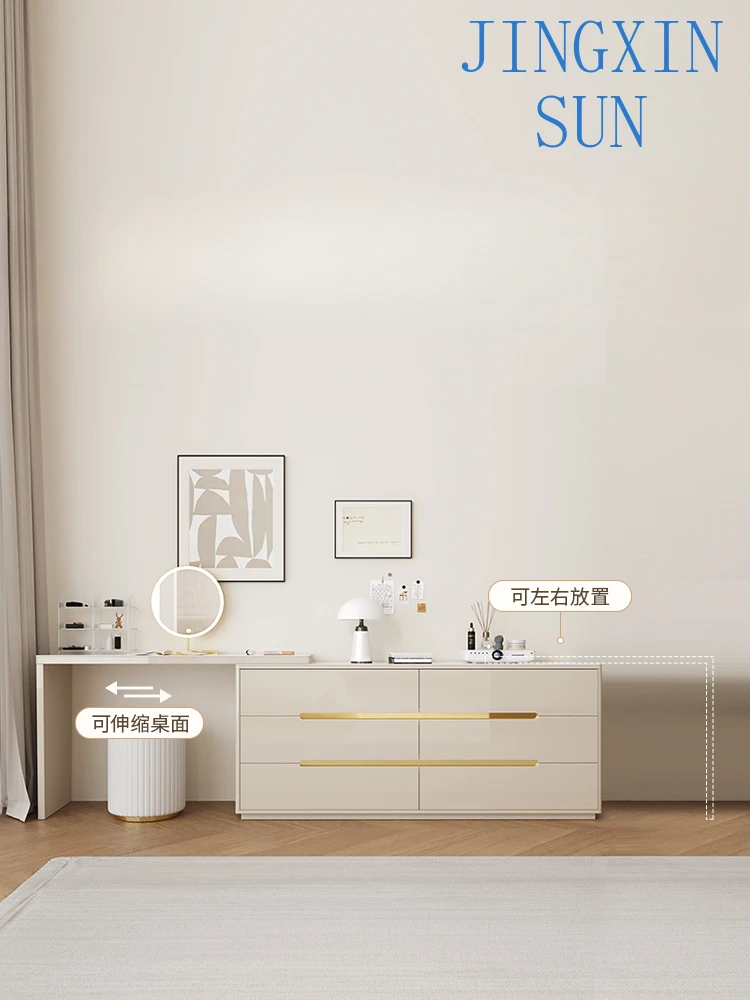 Cream style dressing table, makeup table, bedroom, simple modern bucket cabinet, desk, one piece master bedroom, light luxury
