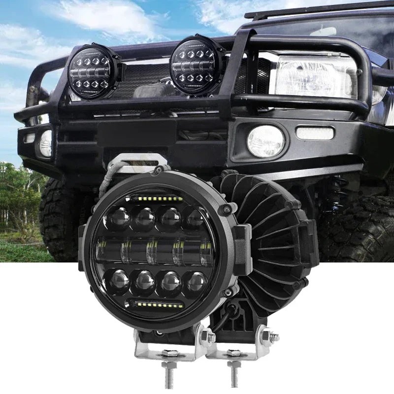 

2PCS 7Inch Round LED Pods Driving Light 60W Offroad LED Work Light Bar White DRL Light Flood Spot SUV ATV Tractor Truck LED Ligh