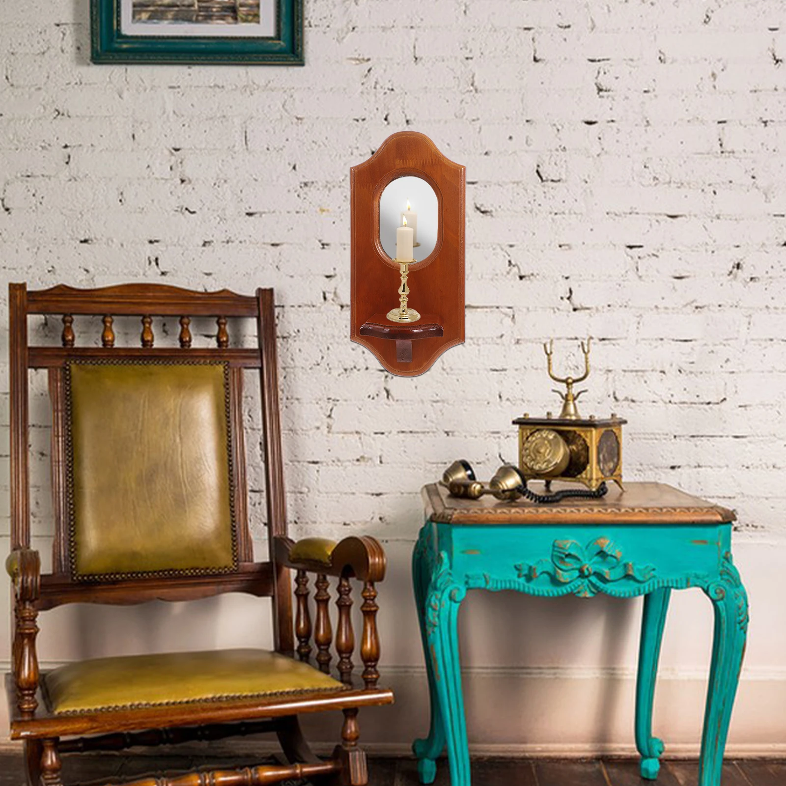 

Деревянный держатель, винтажный декор, зеркало, спальня, гостиная, отель, камин, вечерние, настенный подсвечник