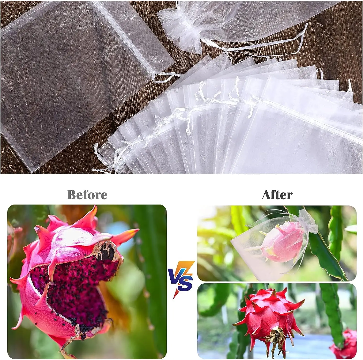 Fruit Bags to Protect Insect Mesh Net Bag Fruit Grape Mango Protection Bag Breathable Gauze Strawberry Seedling Bags Organza