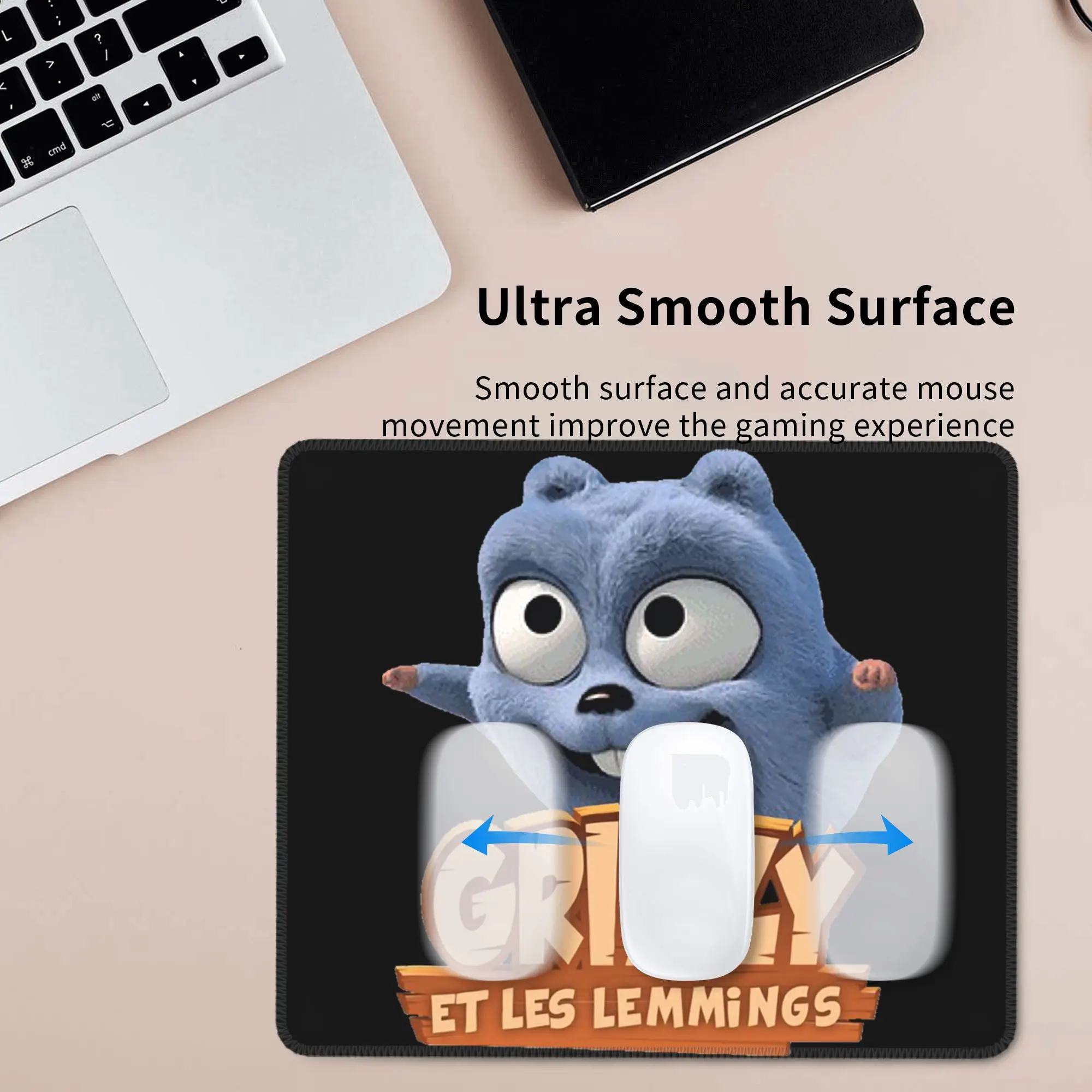 Cartoon Happy Grizzy And The Lemmings Bear Square Mouse Pad Computer Keyboard Mouse Mat Gaming Laptop Desk Mat Office Table Mats