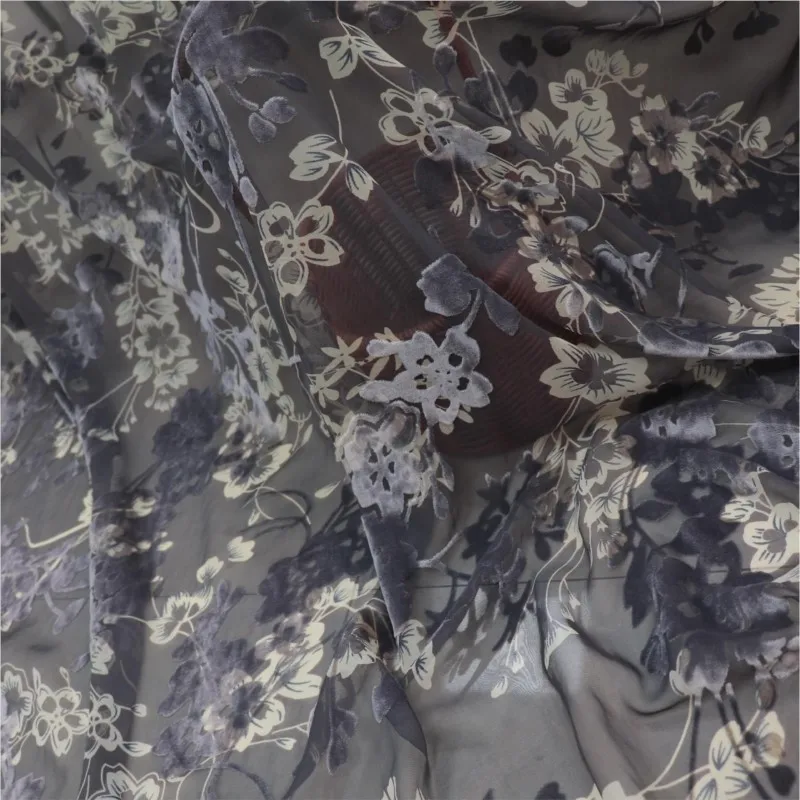 

Woven brocade viscose printed mottled and burned velvet fabric sleeping dress cheongsam