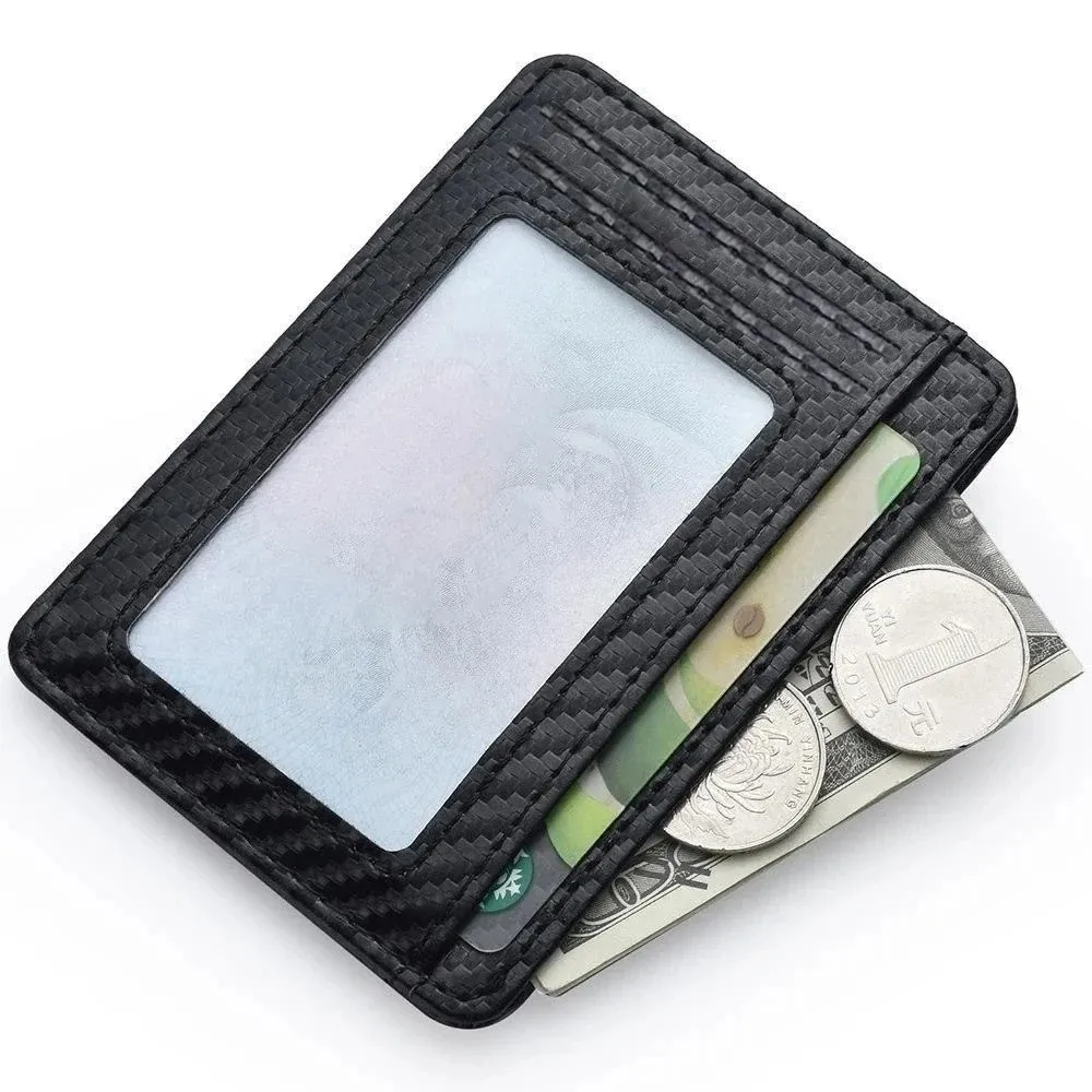 Schlanke, dünne, minimalistische Herren-Geldbörsen mit Vordertasche, Anti-RFID-Blockierung, geschützt, magischer Ausweis, Kreditkartenetui, PU-Leder-Geldbörsen – Detail 3