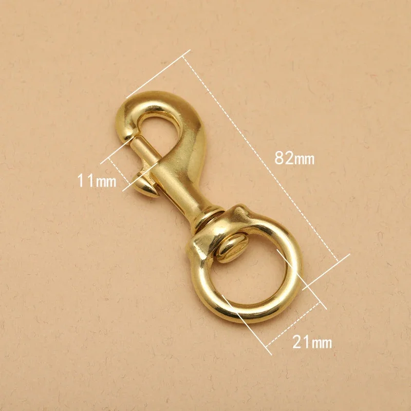 Solid Brass Snap Hook Carabiner Rotatable Bolt Trigger Clip Clasp Buckle for Leathercraft Bag Strap Pet Leash Parts Accessories