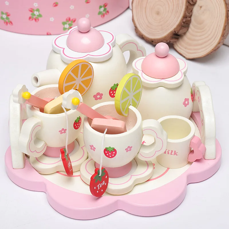 Set di utensili da cucina per bambini, set da regalo per ragazze, set da tè pomeridiano bianco limone, utensili da cucina per la casa
