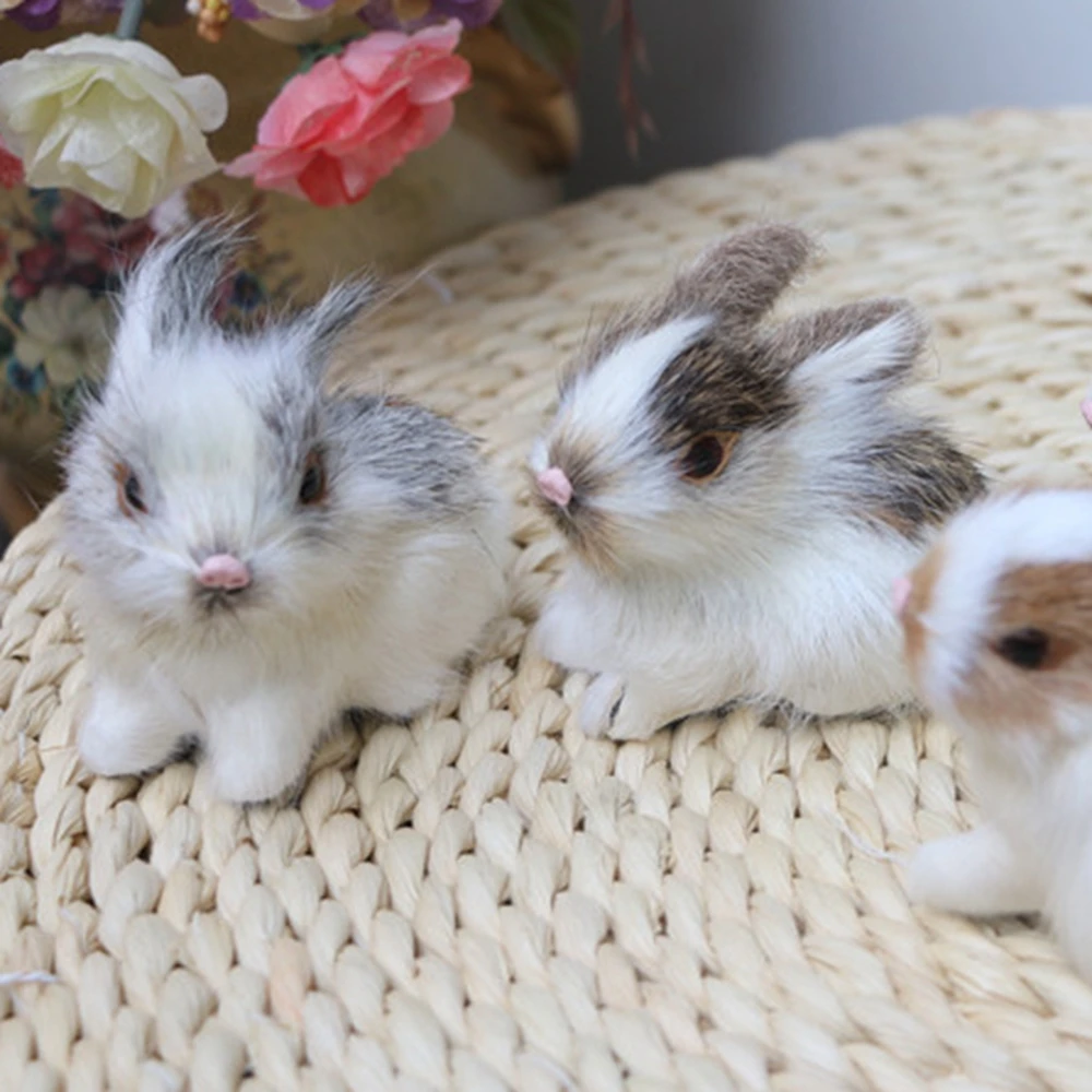 White Rabbit Fur Plush Toy para crianças, Miniaturas realistas, Birthday Gift, Bunny Simulation, Easter Rabbit