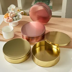 1PCS Large Capacity Gold Cookie Food Storage Box Iron Jar Round 6.5