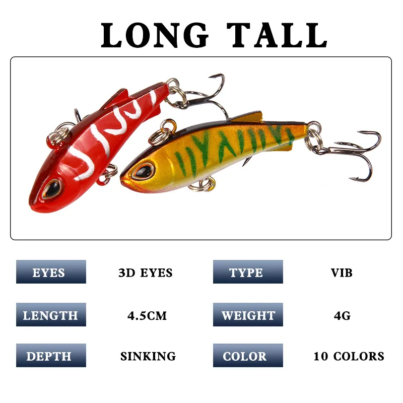 1 PC VIB ABS Hard Fishing Lure Longcast Sinking Wobbler Fishing Bait 45mm 4g Ocean River Artificial Vibration Bait