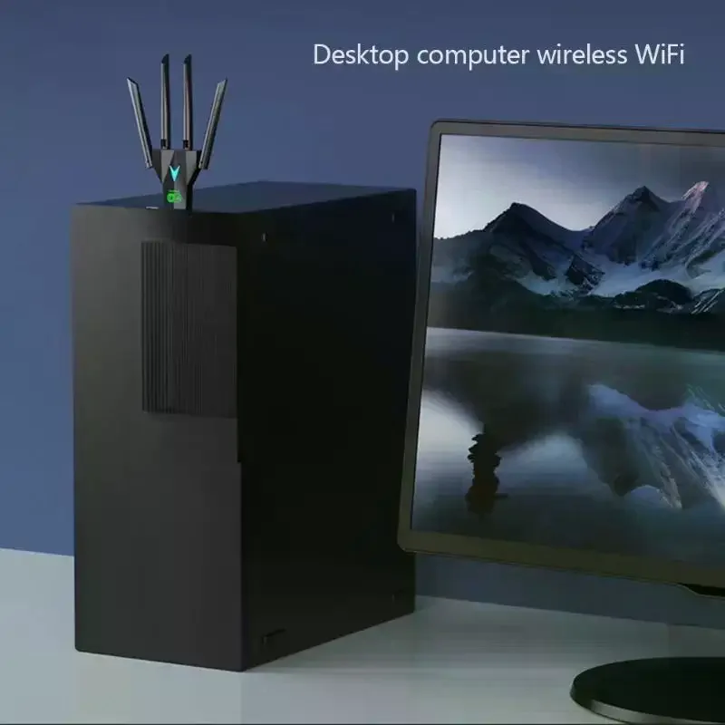 1300Mbps Dual Band USB WiFi Adapter 4 High Gain: Antennas Driver Free Plug And Play Desktop Laptop Gaming
