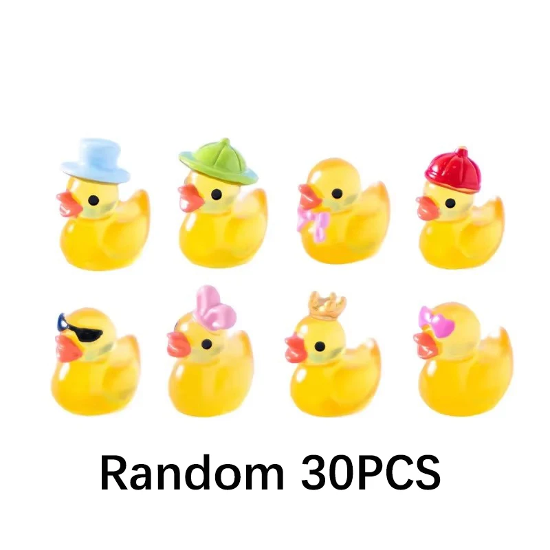 30/60/100PCS Lichtgevende Mini Eend Micro Landschap Toegang Miniatuur Beeldjes Fee Woondecoratie Glow in the Dark Gemengde Stijl