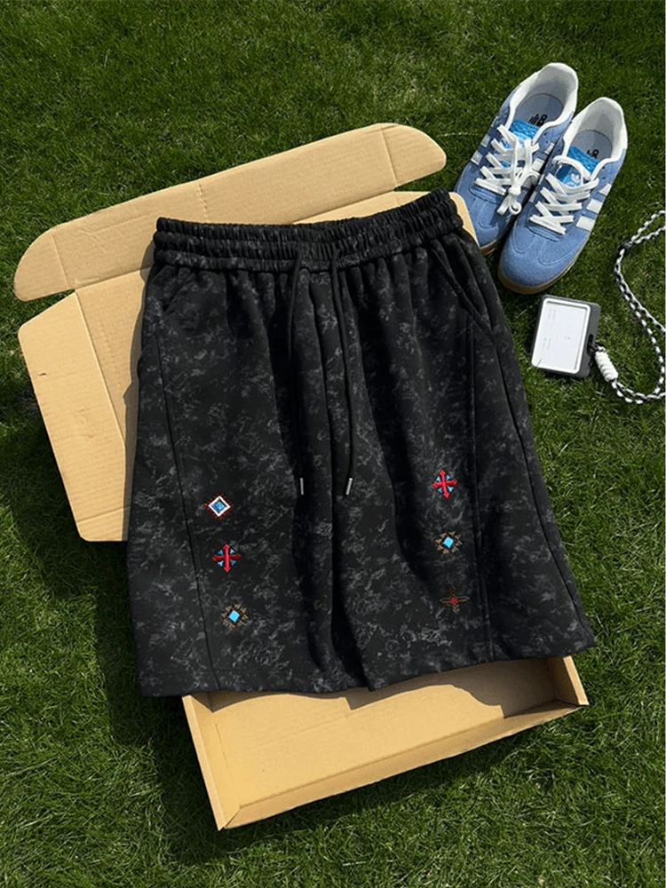 

American Dyed ort Pants Men's Summer Loose Straight Fitn Casual orts hine Embroidery mid Waist Spring Summer