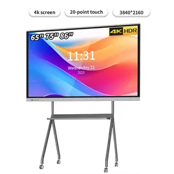 Smart Board pour salle d'irritation et conférence, tableau blanc électronique numérique, écran tactile HD 4K, télévision interactive sur roue, 65 