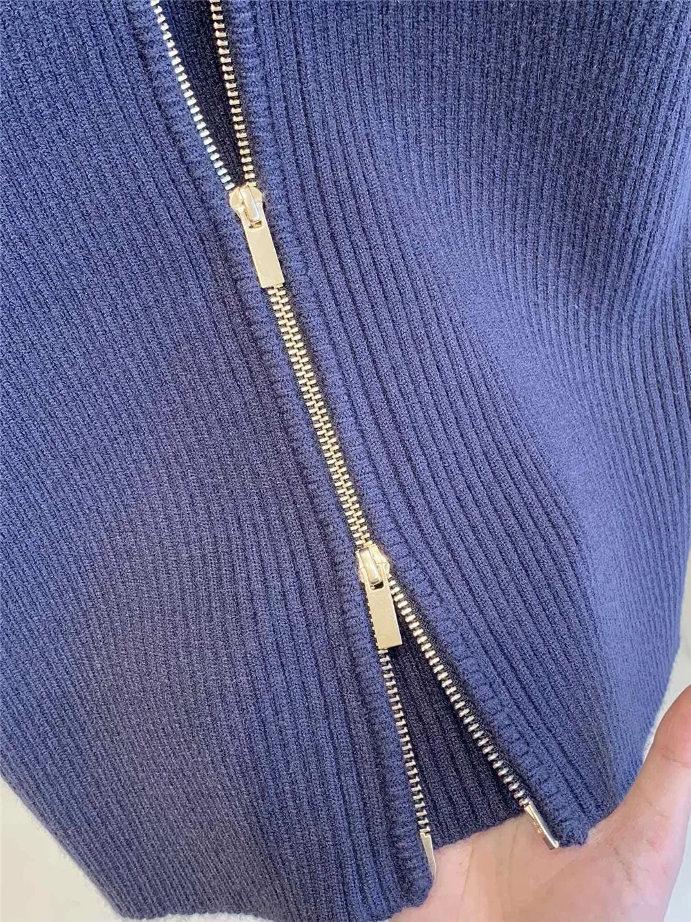 2025 nueva chaqueta cárdigan de punto de manga larga adelgazante de tubo recto con cremallera de solapa de otoño/invierno