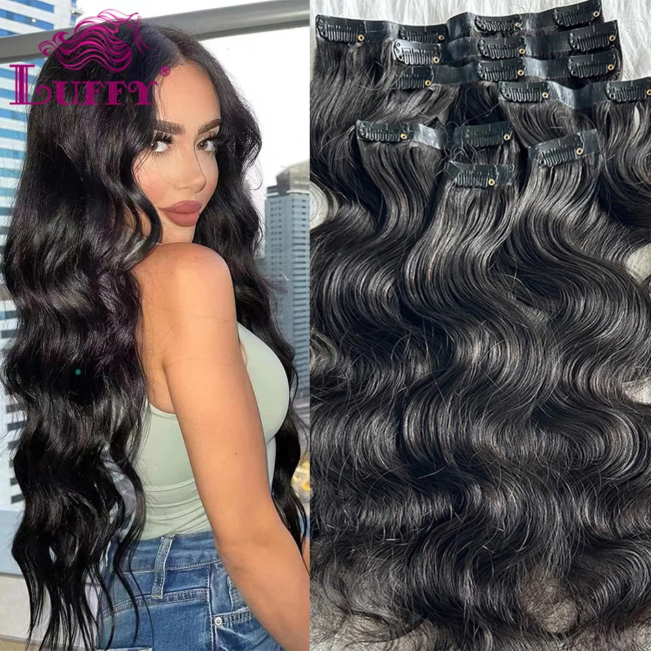 Body Wave Clip in Hair Extensions Human Hair Skin Weft Seamless PU Clip In Double Drawn Hair Extensions Wholesale For Women