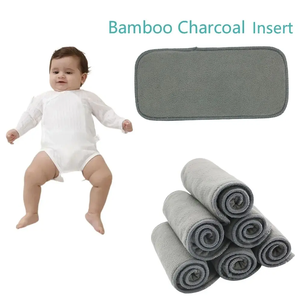 Happy Flute High Quality Baby Nappies Bamboo Charcoal Liner Nappy Diaper Insert For Baby Cloth Diaper Nappy Washable 4 Layers