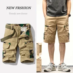 Men's Cargo Cotton Camouflage Shorts With Big Pockets For Summer Beach Jogger Causal Wear Male Clothes [Belt Not Included]