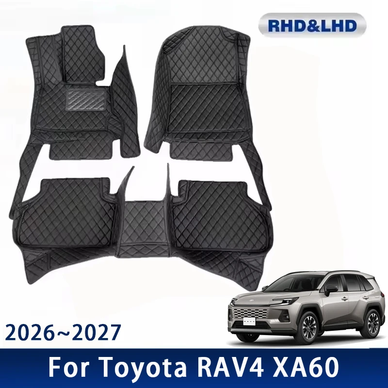 Car Floor Mats For Toyota RAV4 XA60 Wildlander 2026 2027 Waterproof Custom Leather Auto Foot Pads Carpets Interior Accessories