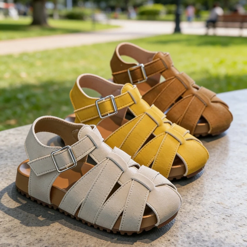 

Летние сандалии для девочек, дышащие, с нескользящей подошвой, модные детские повседневные сандалии, пляжная обувь для малышей
