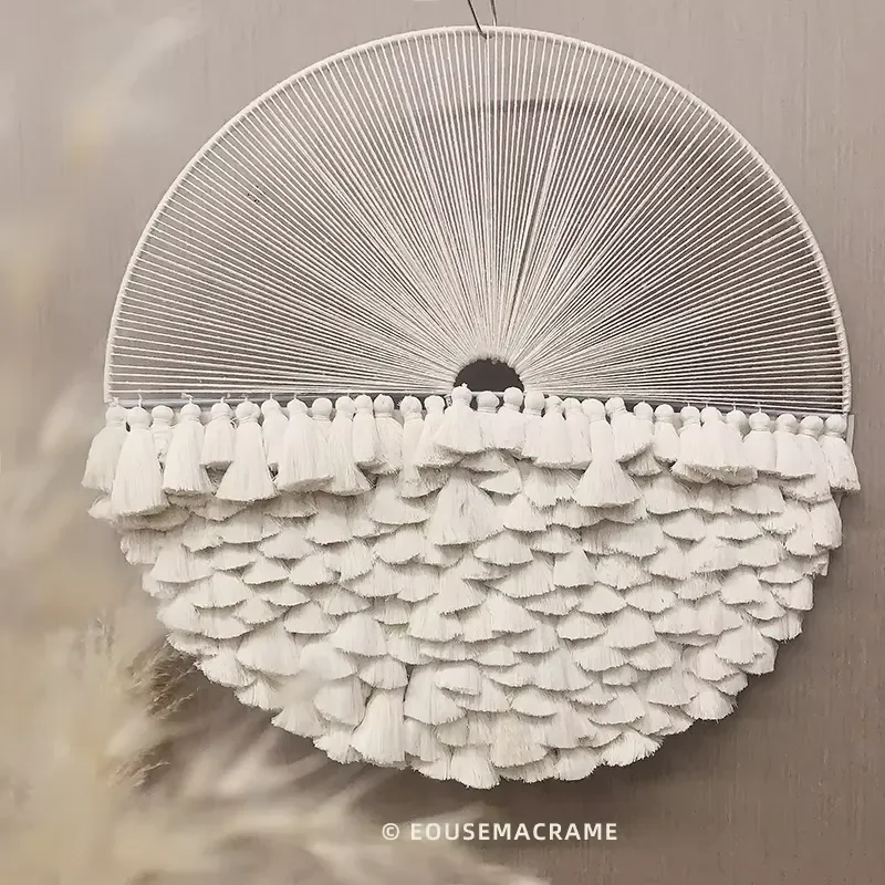 Diameter 60cm Factory Classic Handcrafted Cotton Thread Gallery Wall Home Provide Wall Hanging Long Tassel EH2401045