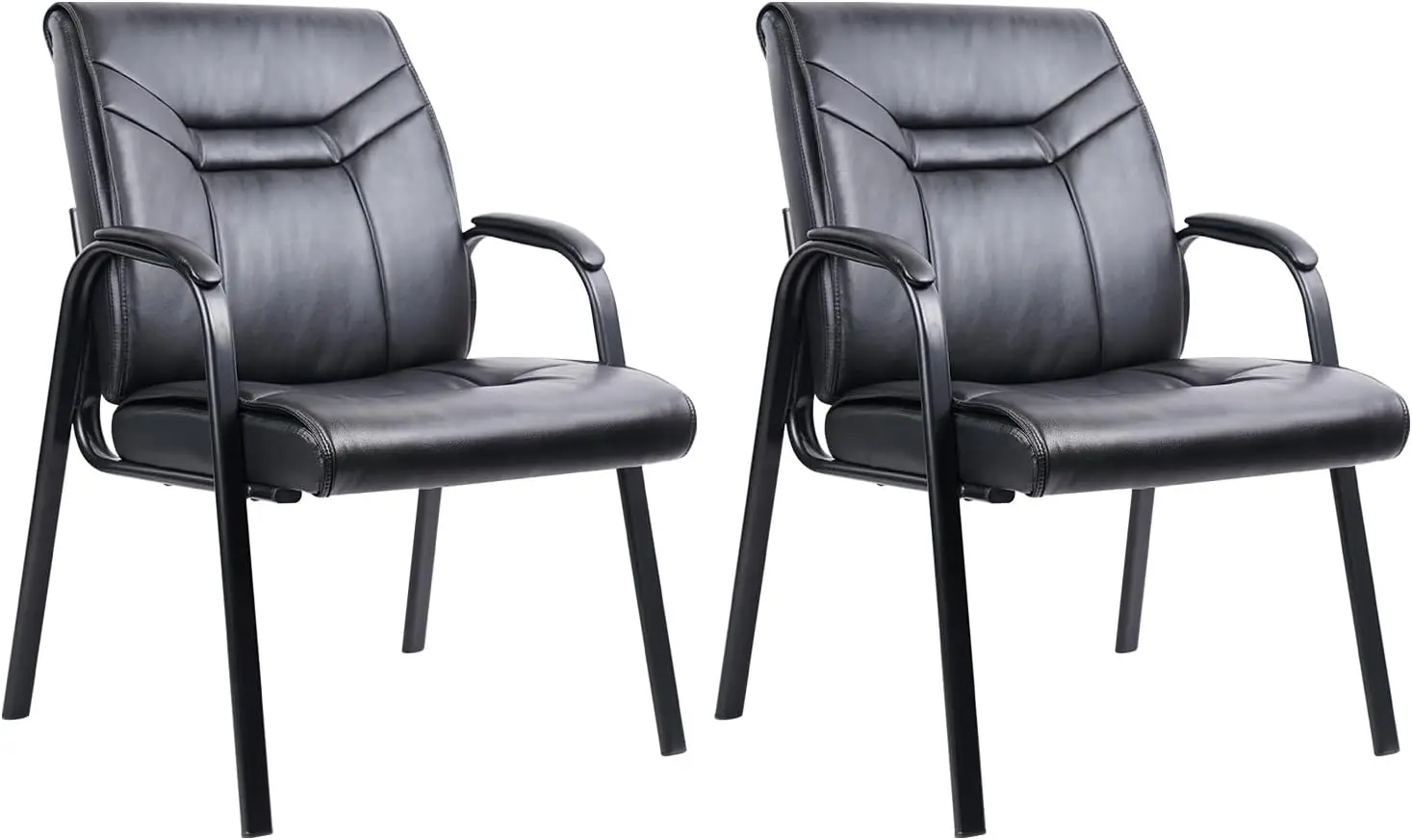 

Heavy Duty Big & Tall Guest Chair 400Lb Leather Reception Chairs With Padded Arm Rest Extra Wide Backrest Seat Cushion Side