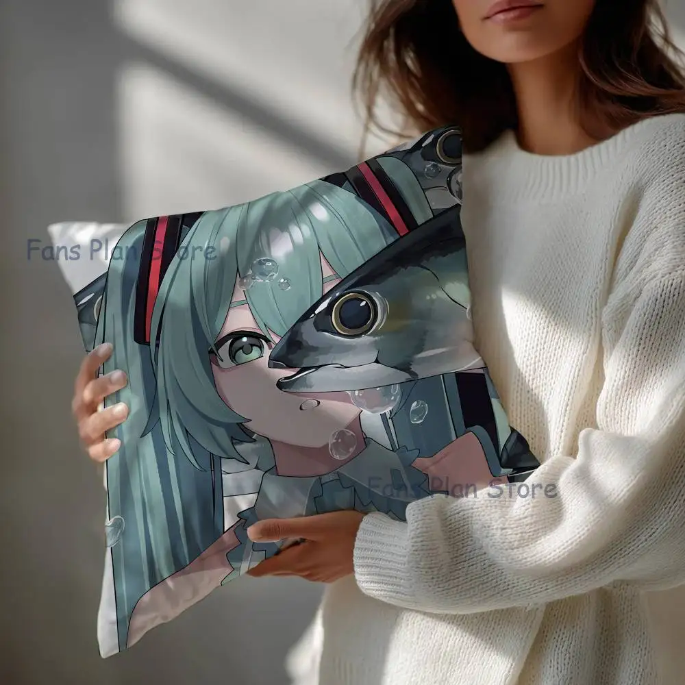 Virtual Singer M-Miku Anime Celebrity Merchandise All-Match Printed Pillow Case Sofa Car Office Room Decoration Protector