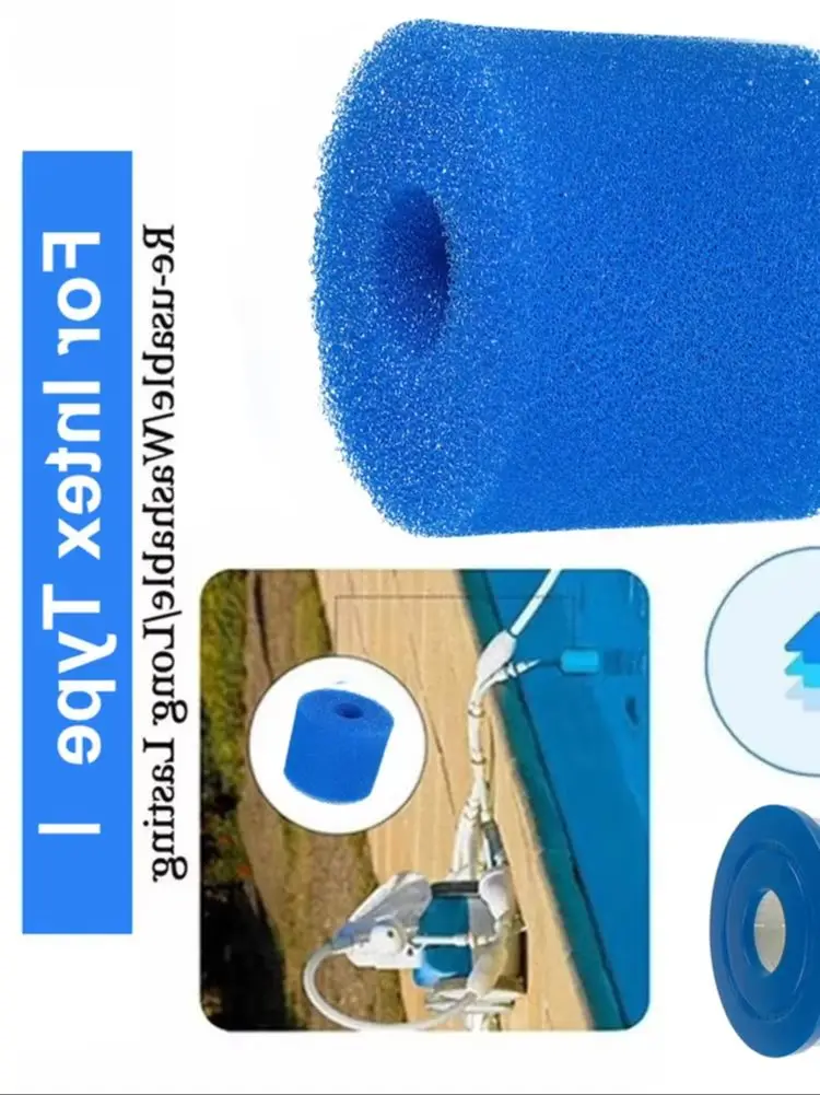 1PCS For Intex Type I/II/VI/D Washable Swimming Pool Filter Sponge Reusable Foam Cleaner Tub Filter Cartridge Pool Accessories