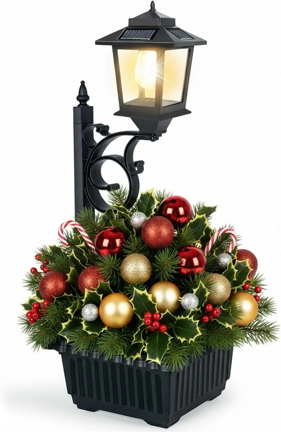 

Уличные цветочные горшки 2-в-1 с солнечными фонарями, водонепроницаемым декором для газона и патио