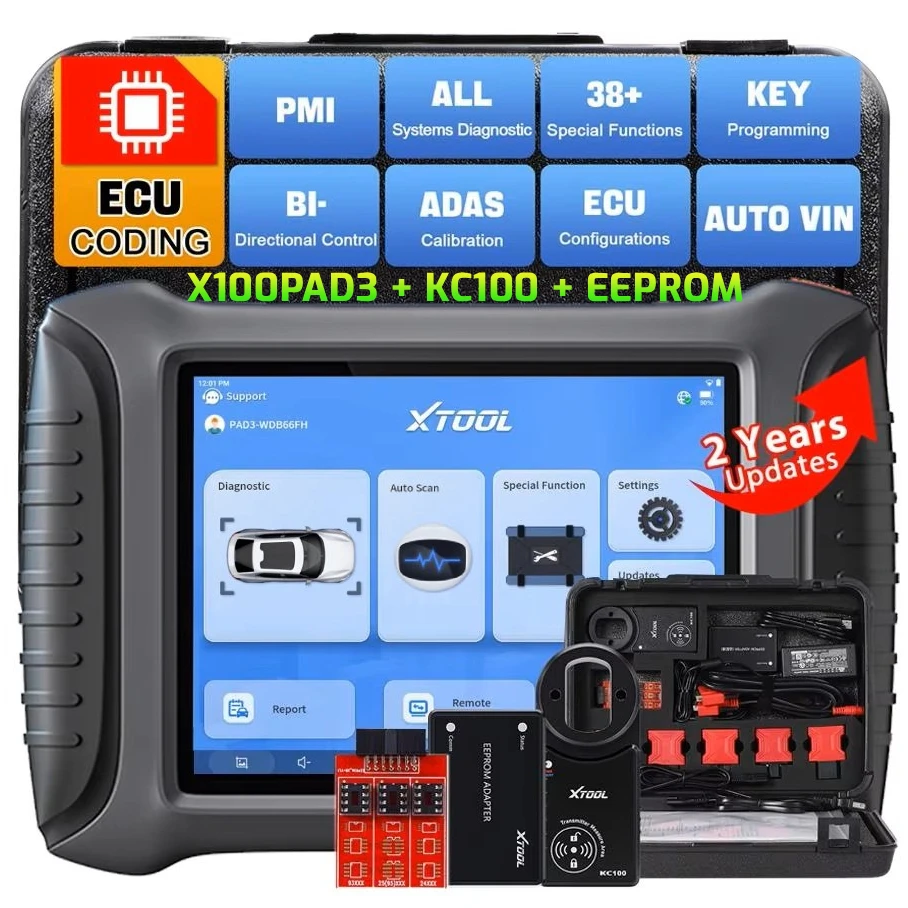 XTOOL X100 PADS3 All-in-One Diagnostic Tool Car Key Pin Code Reader Auto Key Programming Machine 8inch Touch Screen 2G+64G