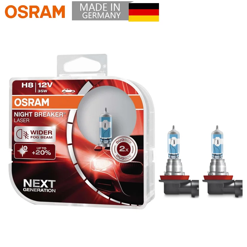 OSRAM H11 12V 55W New Night Breaker Laser Next Generation Auto Bulbs Halogen Headlight  +150 More Brightness 64211NL, 2X