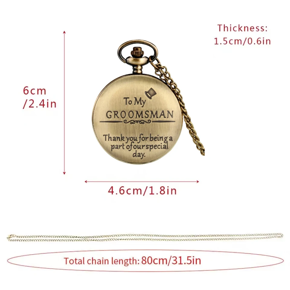 ساعة يد كوارتز كلاسيكية للزفاف ، أفضل هدية لرفقاء العريس ، شكرًا لك على يوم خاص ، برونز وأسود