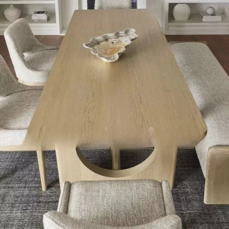 Medieval solid wood dining table household island conference table designer simple rectangle